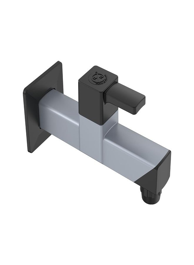 R. N. RN PTMT Superior Plastic Faucet Long Body Foam Flow Tap for Kitchen Sink 90° Water Flow | Wall Mount Tap for Bathroom & Basin Faucet with Flange (Metallic-Grey-Black-Dual)_RNVIR09B37 - Image 1